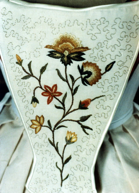 Embroidered stomacher based on an original 18th Century embroidery