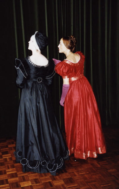 Regency dresses, the red made from a sari - c1815